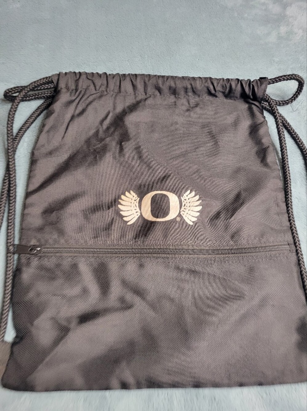 Vintage Logo Brand Oregon Ducks Black Drawstring Backpack with Logo